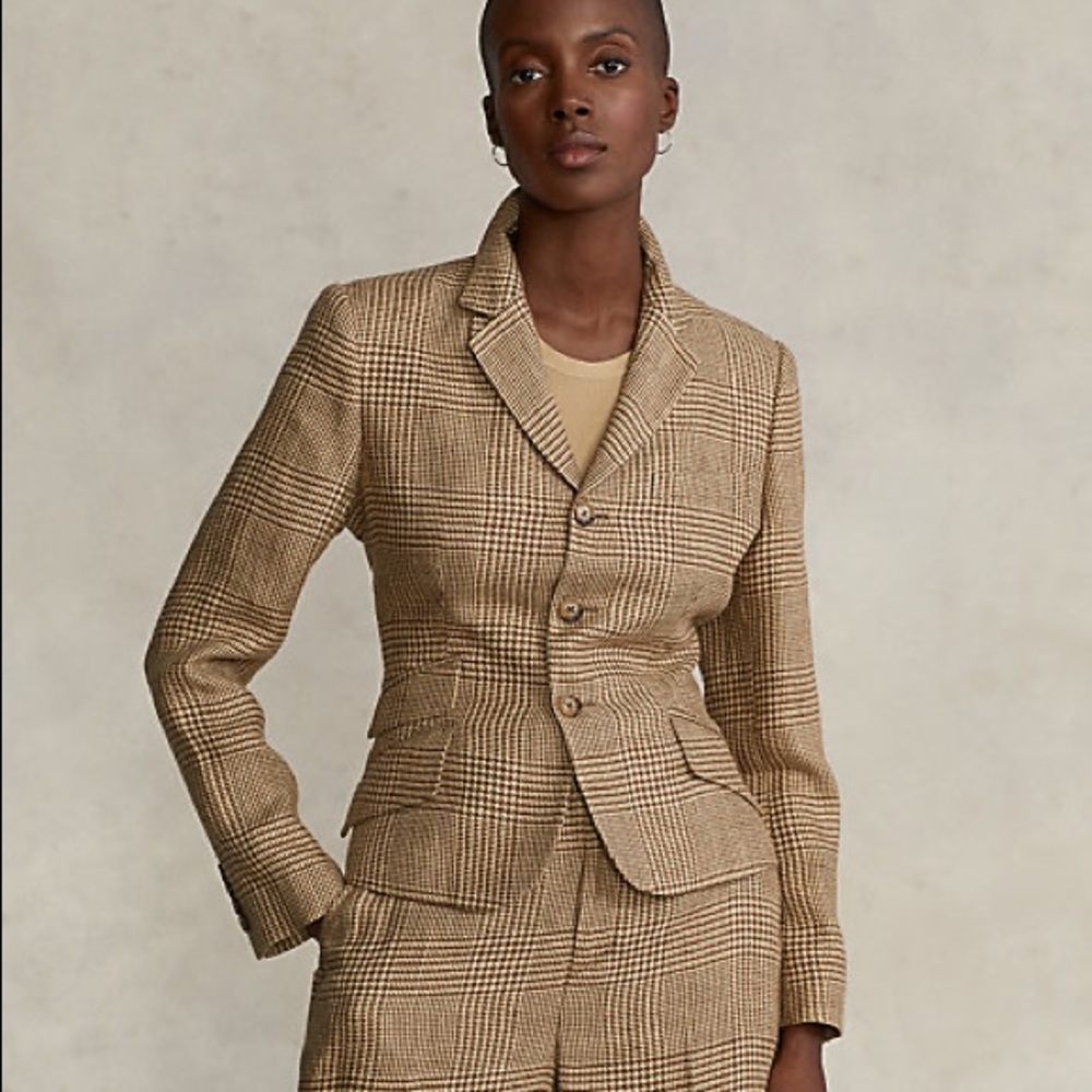 Polo Ralph Lauren - Linen-Blend Houndstooth Jacket - SZ 8